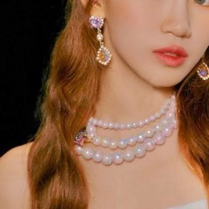 Radiant Heart Lavender Iridescent Drop Pierced Earrings AB Aurora Borealis